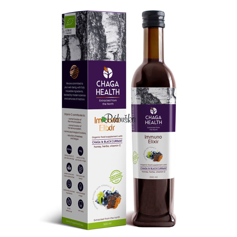 Immuno Elixír Čaga & Černý rybíz 500ml BIO. Záruka do 17.12.2022 Immuno Elixír Čaga & Černý rybíz 500ml BIO. Záruka do 17.12.2022