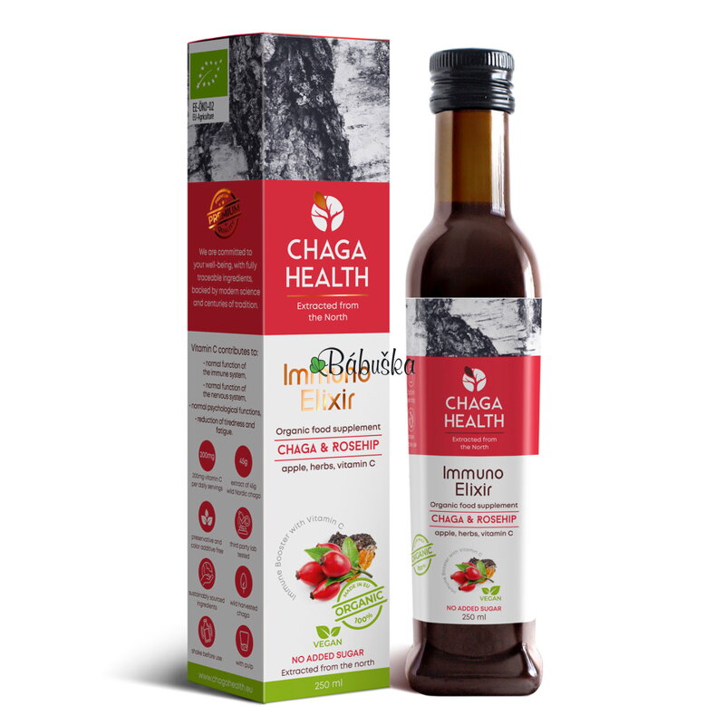 Immuno Elixir Čaga & Šípka 250ml BIO. Záruka do 8.1.2023 Immuno Elixir Čaga & Šípka 250ml BIO. Záruka do 8.1.2023
