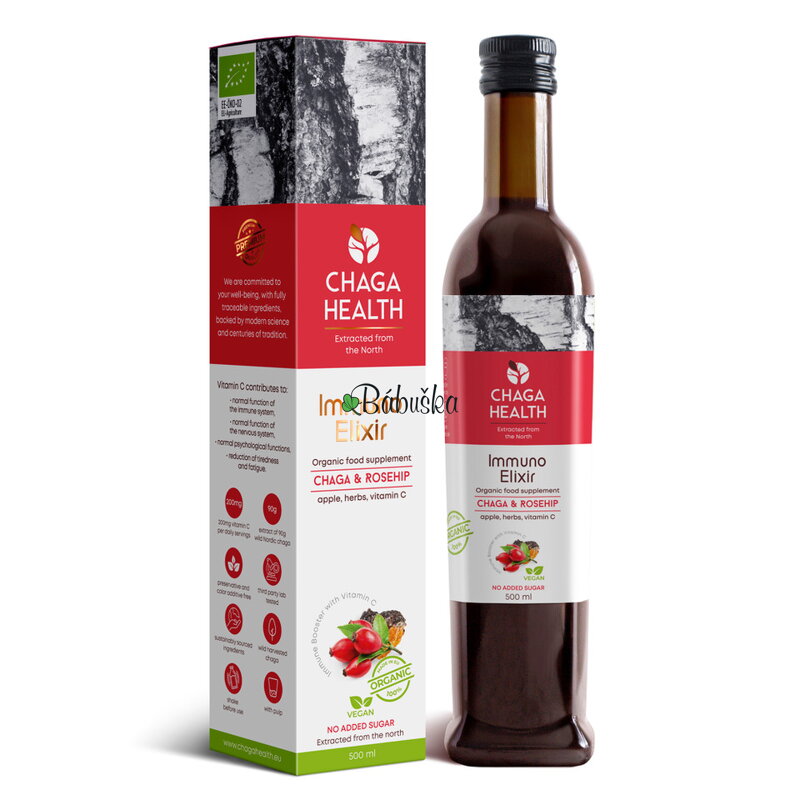Immuno Elixir Čaga & Šípka 500ml BIO. Záruka do 11.1.2023 Immuno Elixir Čaga & Šípka 500ml BIO. Záruka do 11.1.2023